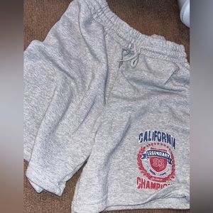 grey sweatpants shorts